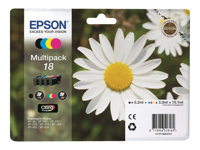 Epson 18 Multipack - Pack de 4 - noir, jaune, cyan, magenta - originale - blister - cartouche d'encre (pack de 6) 7107581